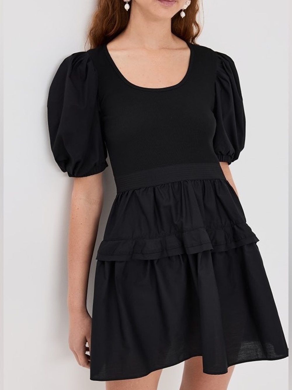 NWT Single Thread Black Puffed Sleeve Dress Size L